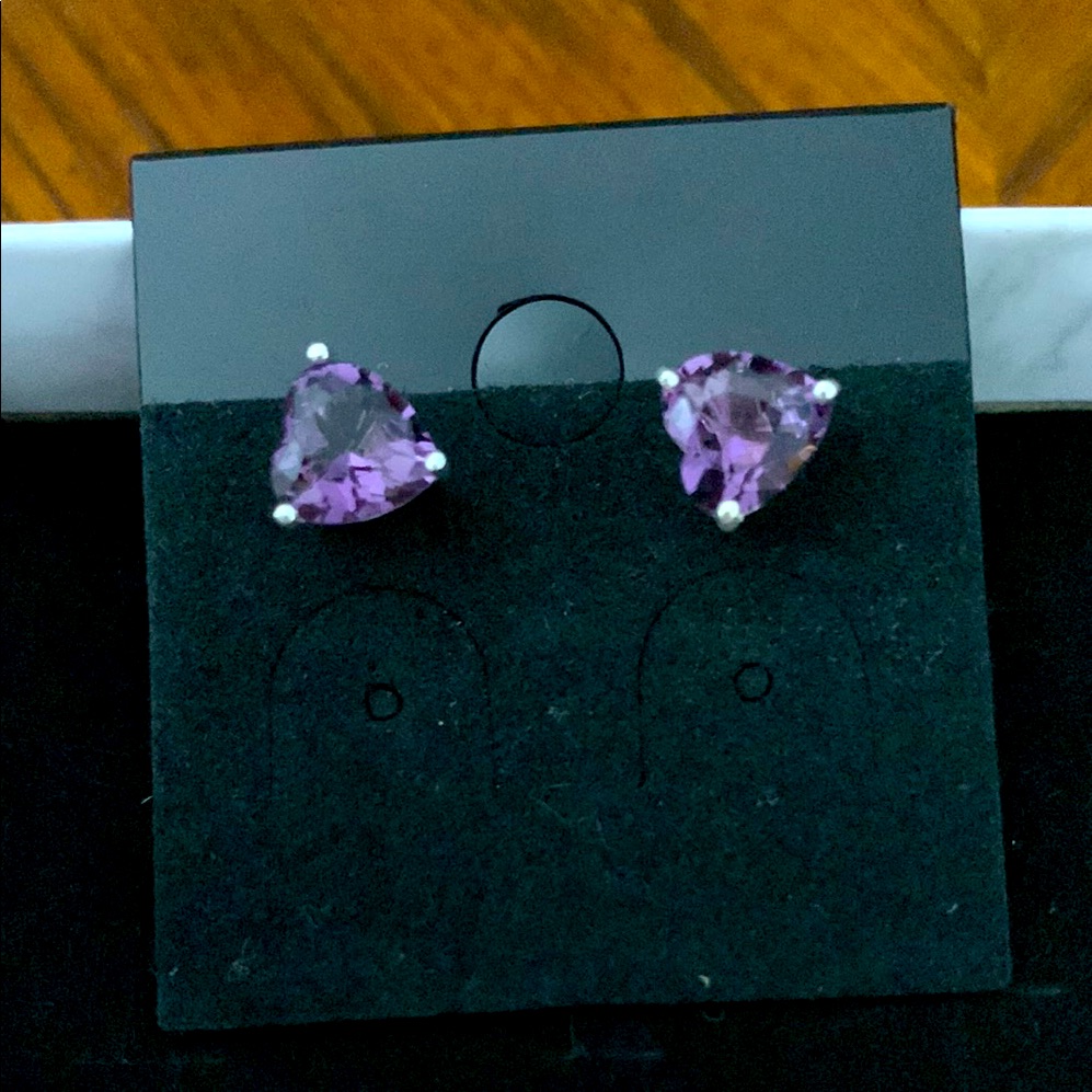 Amethyst Heart Stud Earrings